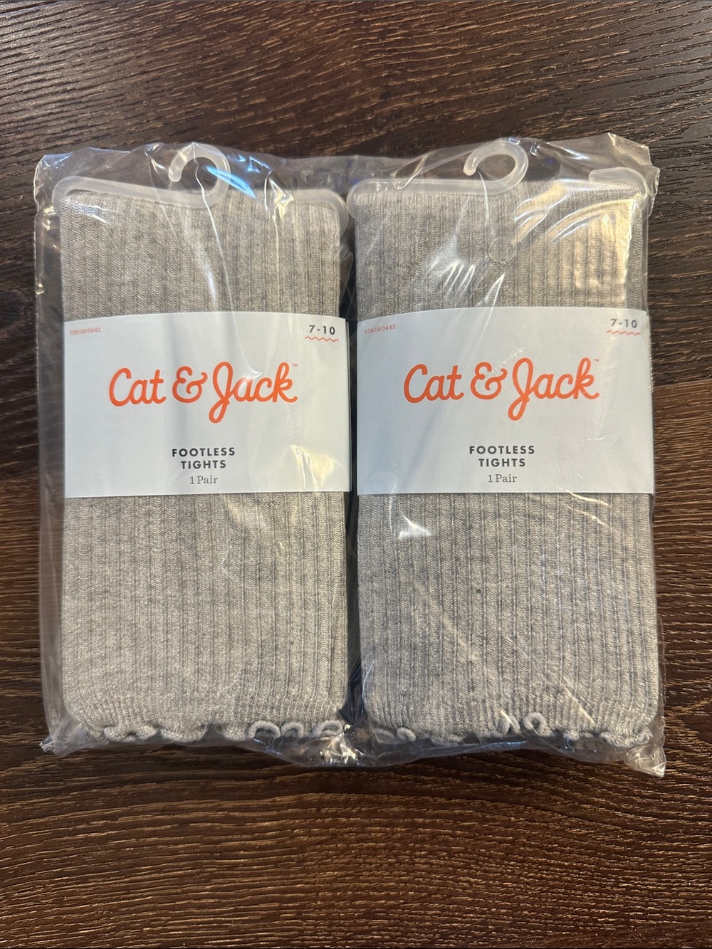 Cat & Jack Gray Ribbed Footless Tights - 2 Pack